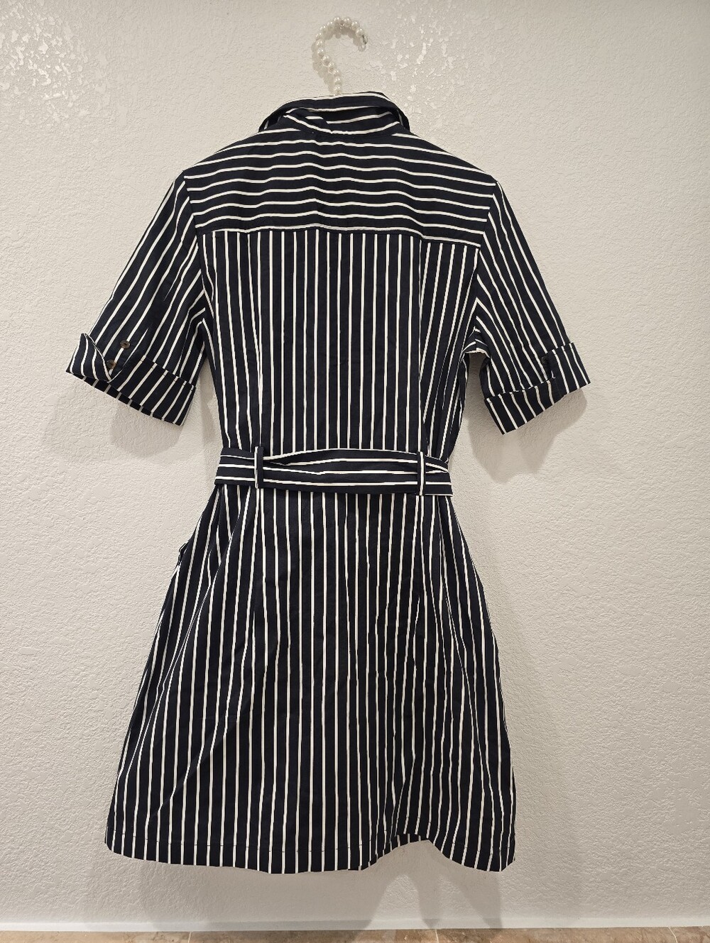 MANGO black and white striped cotton shirt dress NWT M - Picture 5 of 8